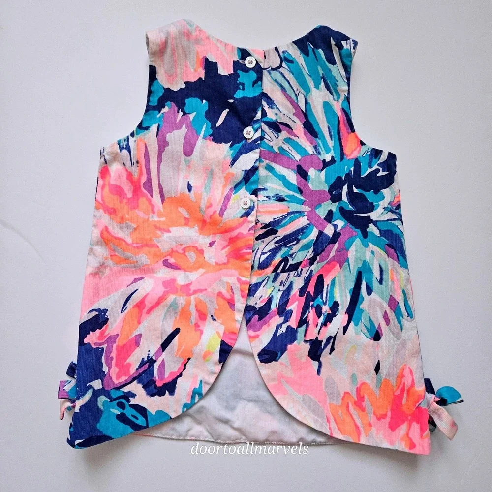 Lilly Pulitzer Baby 18-24M Floral Shift Dress Bloomer Set Crochet Trim Cotton